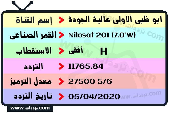 تردد قناة ابو ظبي الاولي عالية الجودة على القمر نايل سات 201 7 غرب 2024